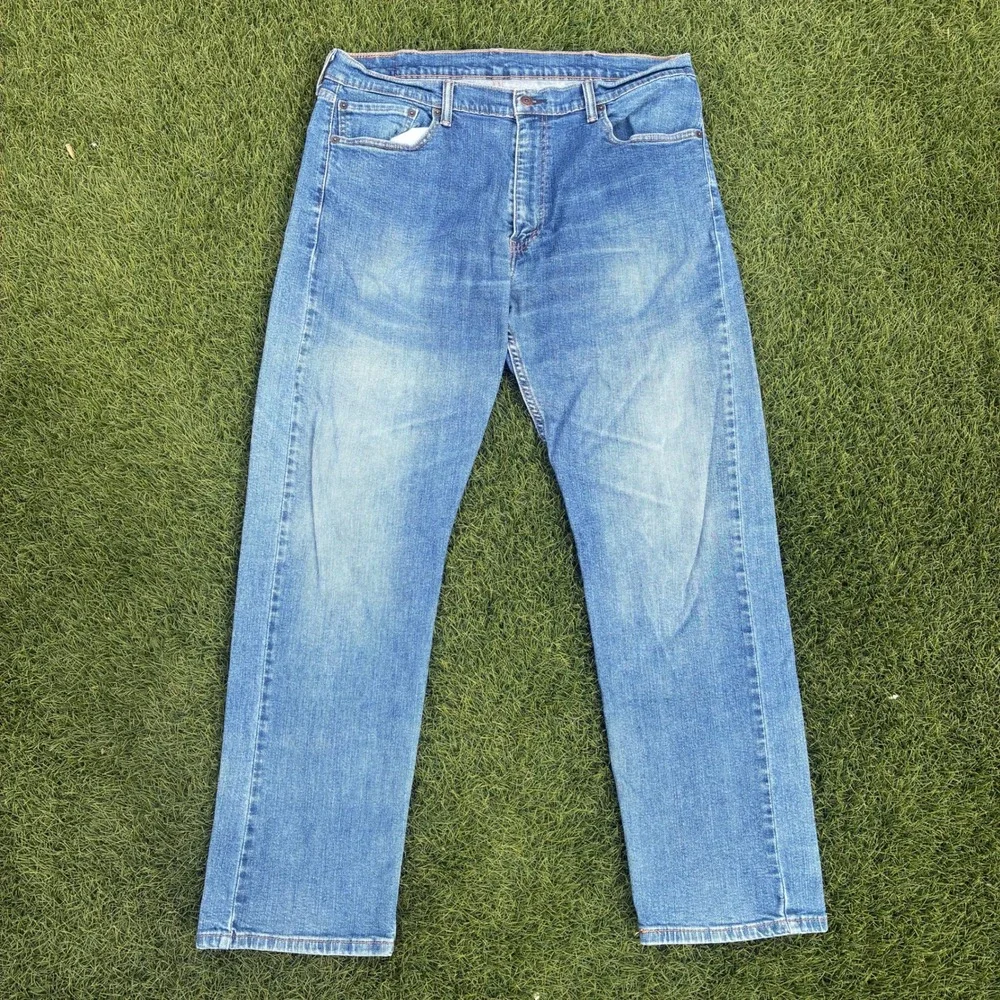 Levis 505 Regular Fit Straight Leg Jeans Mens 38x30 Blue Medium Wash Denim Pants